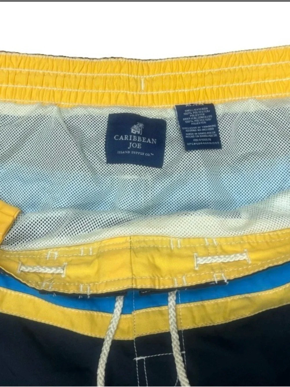 Caribbean Joe Swim Shorts with Blue and Yellow Stripes XL